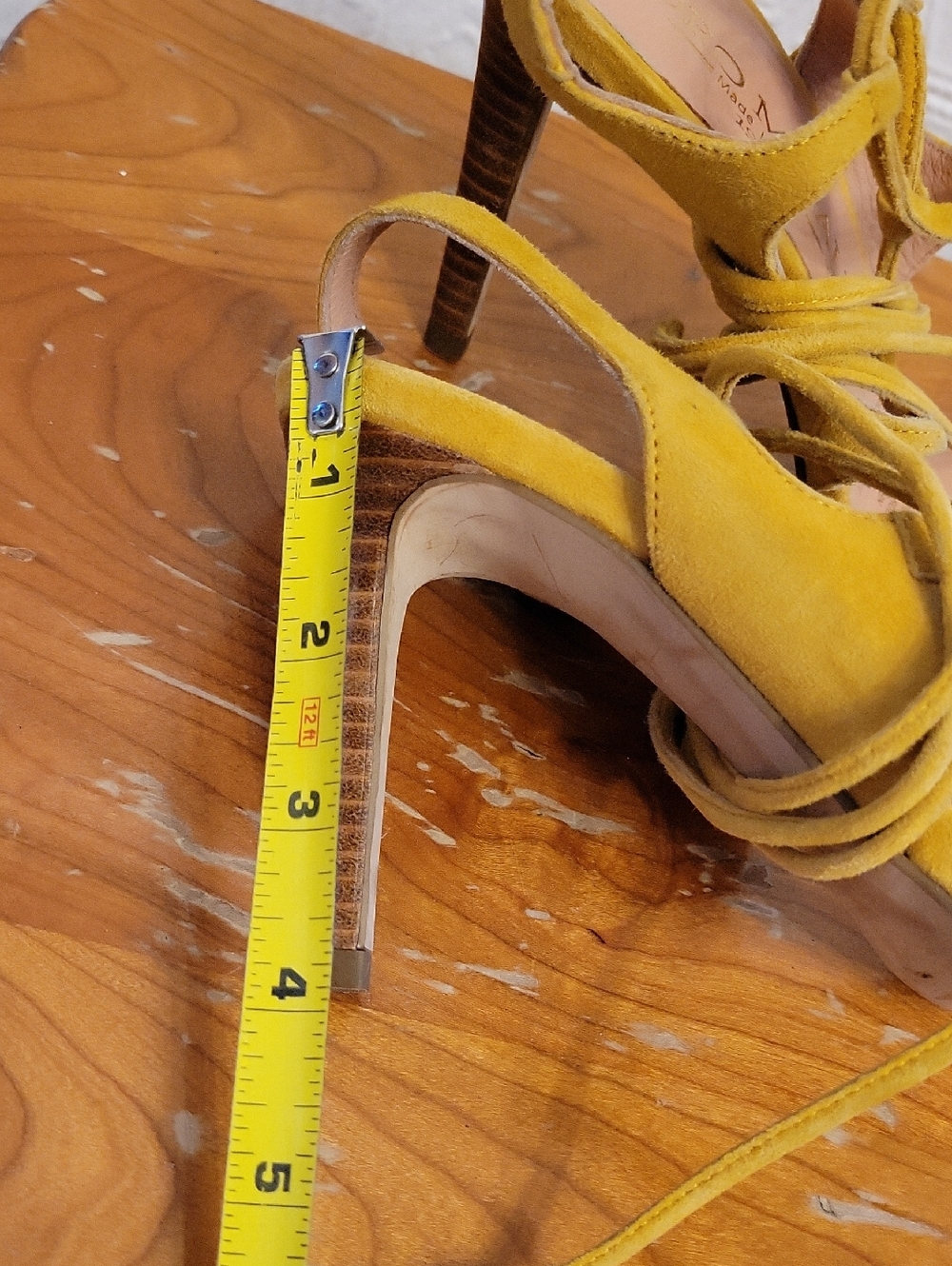 Pedro Miralles Yellow Suede Lace-Up Sandals Size 38 EU Made in Spain - Picture 12 of 14